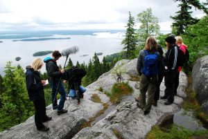 Production team shooting at Koli National Park, Finland.