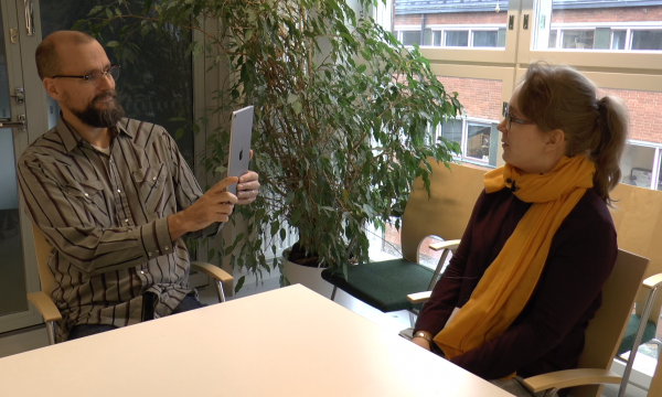 A photo showing the Conversation Assistant application in use.