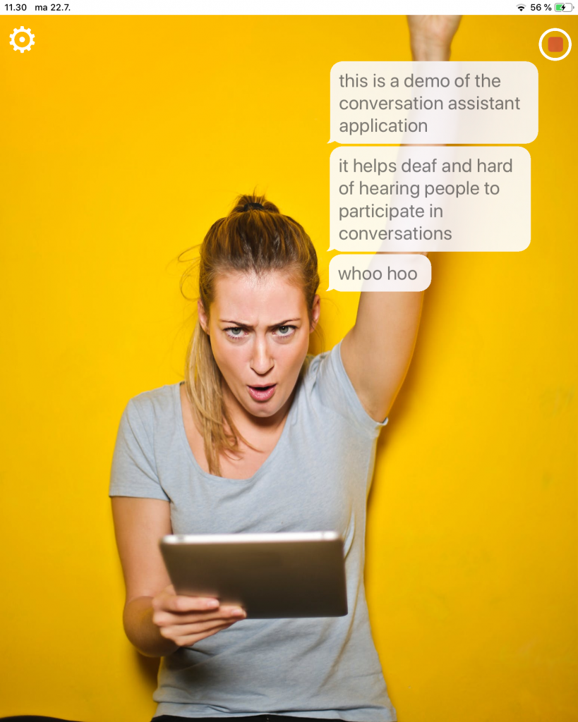 A screen capture of the Conversation Assistant user interface that shows how the speech bubbles are placed onscreen.