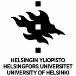 Logo of University of Helsinki, black abstract icon with the name in three languages, Helsingin yliopisto, Helsingfors univeritet and University of Helsinki.