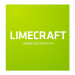 Logo og Limecraft, a bright green square with the name Limecraft and words Connected Creativity beneath.
