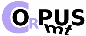 Logo of OPUS MT -project - Purple C hugging black O, followed by a small purple R, black P, U, and S, and small m and t underneath.